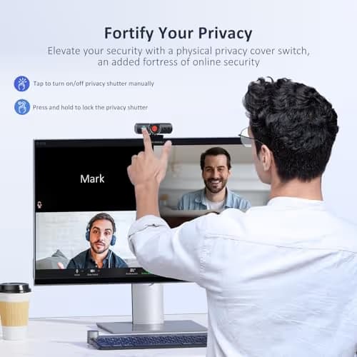 NexiGo HelloCam Pro, Webcam with Windows Hello, 1080P 60FPS Autofocus, True Privacy, Automatic Electronic Shutter, Computer Camera, Microphone, Facial Enhancement, HD USB Web Cam image