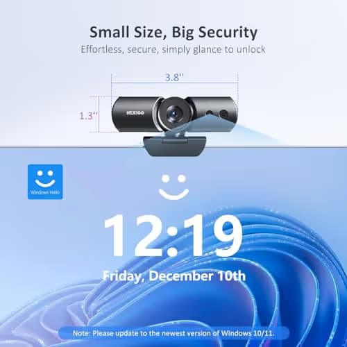 NexiGo HelloCam Pro, Webcam with Windows Hello, 1080P 60FPS Autofocus, True Privacy, Automatic Electronic Shutter, Computer Camera, Microphone, Facial Enhancement, HD USB Web Cam image
