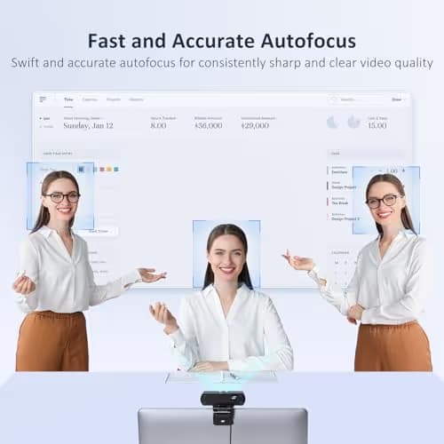 NexiGo HelloCam Pro, Webcam with Windows Hello, 1080P 60FPS Autofocus, True Privacy, Automatic Electronic Shutter, Computer Camera, Microphone, Facial Enhancement, HD USB Web Cam image