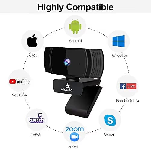 NexiGo N930AF Webcam with Microphone for Desktop, Autofocus, Webcam for Laptop, Computer Camera, 1080p HD USB Web Camera, Compatible with Zoom/Switch 2/Teams/Webex image