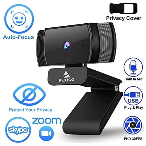 NexiGo N930AF Webcam with Microphone for Desktop, Autofocus, Webcam for Laptop, Computer Camera, 1080p HD USB Web Camera, Compatible with Zoom/Switch 2/Teams/Webex image