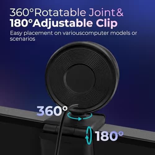 PixelForge 4K Webcam for PC with Microphone & Light & Privacy Cover, Web Camera for Desktop Computer/Laptop/Monitor/Mac, USB Streaming Camera for Zoom/Skype/Teams/Video Calling/Studying and Conference image