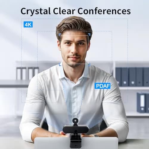 EMEET NOVA 4K Webcam for PC - Ultra 4K HD, PDAF Autofocus, Dual Omnidirectional Mics, 73° FOV, Auto Light Correction, USB-A, Privacy Cover, Ideal for High-End Business Meetings&Live Streaming image