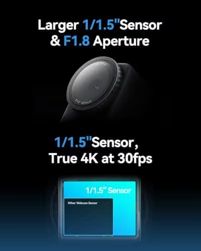 Hollyland Lyra UHD 4K Webcam for PC with Mic, 1/1.5" Sensor, 50MP, Auto Framing, PDAF, Control for Live Streaming, Video Calls, Gaming, Works with Zoom, Teams, Twitch & More image