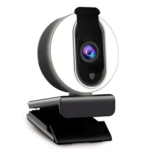 NexiGo N680E 1080P Webcam with Ring Light, Privacy Cover and Dual Microphone, Advanced Auto-Focus, Adjustable Brightness, Streaming Web Camera for Zoom Skype Facetime, PC Mac Laptop Desktop image