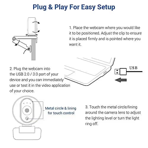 NexiGo N680E 1080P Webcam with Ring Light, Privacy Cover and Dual Microphone, Advanced Auto-Focus, Adjustable Brightness, Streaming Web Camera for Zoom Skype Facetime, PC Mac Laptop Desktop image