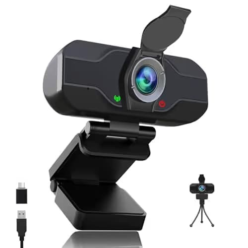 XPCAM USB C Camera 1080p Webcam with Microphone/Tripod/Cover,Auto Light Correction, Web Camera Desktop Computer, Plug & Play Pro Webcam for PC, Laptop,Computer,Mac,Zoom/Teams/Skype/Twitch Streaming main image