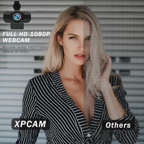 XPCAM USB C Camera 1080p Webcam with Microphone/Tripod/Cover,Auto Light Correction, Web Camera Desktop Computer, Plug & Play Pro Webcam for PC, Laptop,Computer,Mac,Zoom/Teams/Skype/Twitch Streaming image