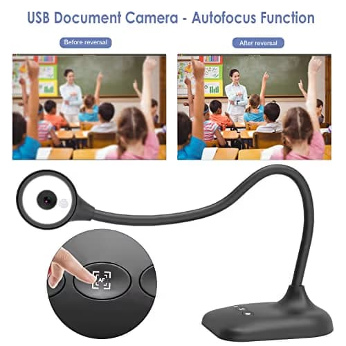 PAKOTOO USB Document Camera for Teachers, Webcam/Doc Camera for Classroom with A3 Format, 3-Level LED Lights, Image Invert, Fold, Dual mic for Mac OS, Windows, Zoom, OBS Work with Distance Learning image