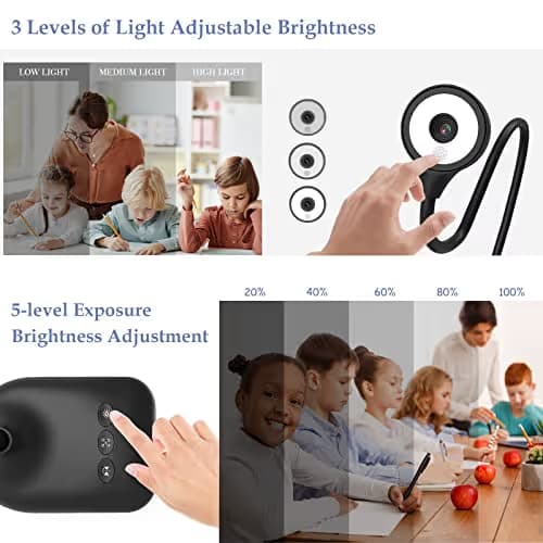PAKOTOO USB Document Camera for Teachers, Webcam/Doc Camera for Classroom with A3 Format, 3-Level LED Lights, Image Invert, Fold, Dual mic for Mac OS, Windows, Zoom, OBS Work with Distance Learning image