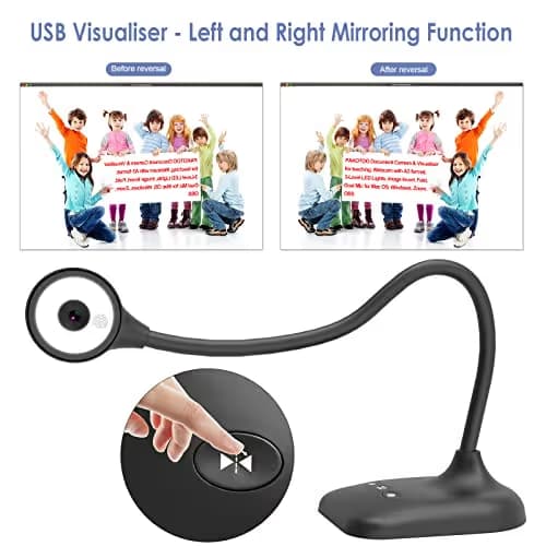 PAKOTOO USB Document Camera for Teachers, Webcam/Doc Camera for Classroom with A3 Format, 3-Level LED Lights, Image Invert, Fold, Dual mic for Mac OS, Windows, Zoom, OBS Work with Distance Learning image