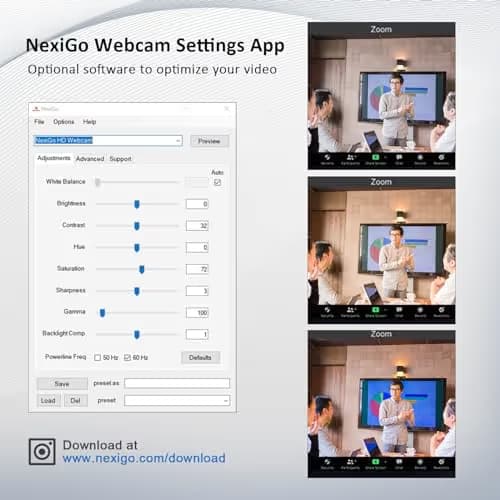 NexiGo N960E 1080P 60FPS Webcam with Light, Software Included, Fast AutoFocus, Built-in Privacy Cover, USB Web Camera, Dual Stereo Microphone, for Zoom Meeting Skype Teams Twitch image