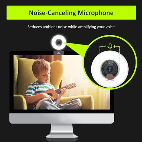 NexiGo N960E 1080P 60FPS Webcam with Light, Software Included, Fast AutoFocus, Built-in Privacy Cover, USB Web Camera, Dual Stereo Microphone, for Zoom Meeting Skype Teams Twitch image