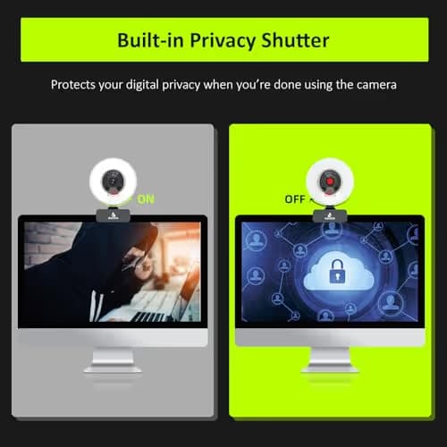 NexiGo N960E 1080P 60FPS Webcam with Light, Software Included, Fast AutoFocus, Built-in Privacy Cover, USB Web Camera, Dual Stereo Microphone, for Zoom Meeting Skype Teams Twitch image