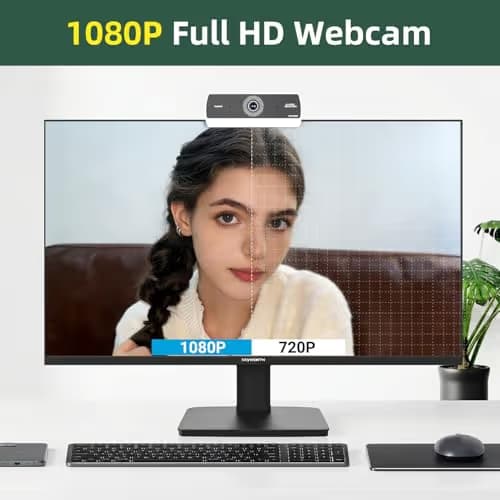 Xweiryn Webcam for PC,HD 1080P USB Plug-and-Play Computer Web Camera, HighDefinition Webcam for Desktop Laptop,Ideal for Online Class, Video ConferenceLive Streaming & Gaming image