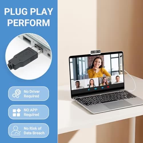 Xweiryn Webcam for PC,HD 1080P USB Plug-and-Play Computer Web Camera, HighDefinition Webcam for Desktop Laptop,Ideal for Online Class, Video ConferenceLive Streaming & Gaming image