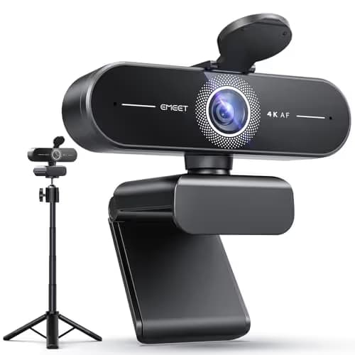 EMEET C60E 4K Webcam with Tripod, Streaming Camera with PDAF Autofocus, Dual Microphones, Auto Light Correction, 73° FOV, Plug & Play USB Webcam for Live Streaming, Gaming & Real-Time Interaction main image