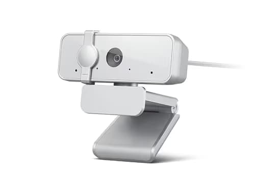 Lenovo 310 FHD Webcam, 1080p, FHD Resolution @30 FPS, Plug-and Play USB Connectivity, 1.8M Cable, 2 Integrated Microphones, External Privacy Shutter, White image