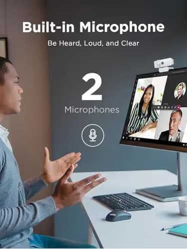 Lenovo 310 FHD Webcam, 1080p, FHD Resolution @30 FPS, Plug-and Play USB Connectivity, 1.8M Cable, 2 Integrated Microphones, External Privacy Shutter, White image
