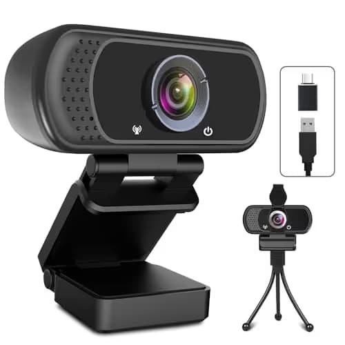 USB C Webcam for Switch 2 / PC: 1080P HD Web Cam with Mic,Computer Camera with Privacy Cover & Tripod Stand for MAC Desktop Laptop, Wide Angle Webcam Pro Streaming Web Camera for Skype/Teams/Webex image
