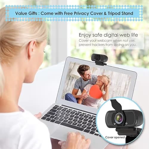 USB C Webcam for Switch 2 / PC: 1080P HD Web Cam with Mic,Computer Camera with Privacy Cover & Tripod Stand for MAC Desktop Laptop, Wide Angle Webcam Pro Streaming Web Camera for Skype/Teams/Webex image