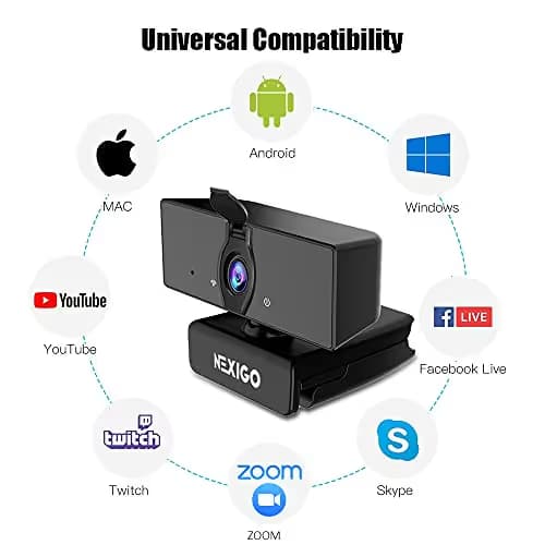 NexiGo N660 1080P Business Webcam, Dual Microphone & Privacy Cover, USB FHD Web Computer Camera, Plug and Play, for Zoom/Skype/Teams/Webex, Laptop MAC PC Desktop image