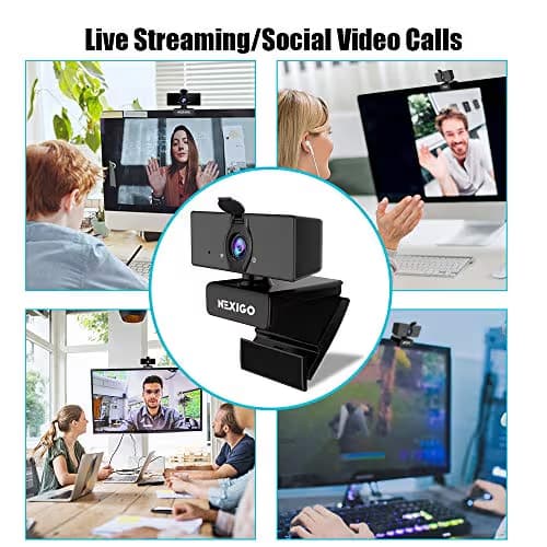 NexiGo N660 1080P Business Webcam, Dual Microphone & Privacy Cover, USB FHD Web Computer Camera, Plug and Play, for Zoom/Skype/Teams/Webex, Laptop MAC PC Desktop image