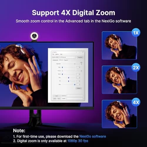 NexiGo N680E Pro 4K Webcam with Ring Light, PDAF Autofocus, 1080p 60FPS, Dual Noise-Canceling Mics, Privacy Shutter, USB Plug-and-Play for Zoom, Teams, Twitch, Google Meet image
