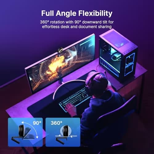NexiGo N680E Pro 4K Webcam with Ring Light, PDAF Autofocus, 1080p 60FPS, Dual Noise-Canceling Mics, Privacy Shutter, USB Plug-and-Play for Zoom, Teams, Twitch, Google Meet image