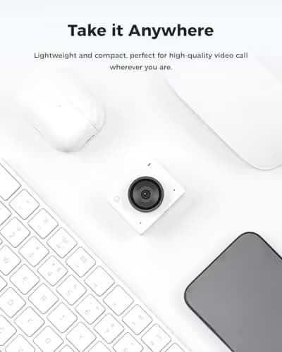 OBSBOT Meet 2-4K Webcam for PC with 1/2" Sensor, AI Framing & Autofocus, Beauty Mode, Lightweight, Gesture Control, HDR, Dual Microphone, 60 FPS, Web Cam for Streaming, Meeting, Gaming. (Cloud White) image