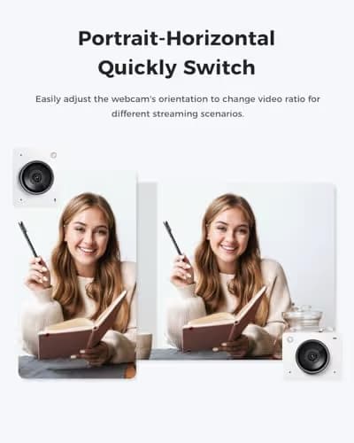 OBSBOT Meet 2-4K Webcam for PC with 1/2" Sensor, AI Framing & Autofocus, Beauty Mode, Lightweight, Gesture Control, HDR, Dual Microphone, 60 FPS, Web Cam for Streaming, Meeting, Gaming. (Cloud White) image