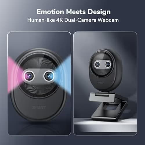 EMEET Piko 4K Webcam for Streaming, World’s 1st Dual-Camera AI-Powered 4K Camera w/AI Autofocus, 3 Mics Array&3 Sound Modes, USB Webcam with Clip, Great for Streaming, Desk Setup image
