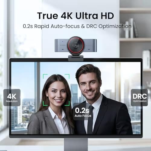 EMEET C960 Ultra 4K Webcam for Mac & PC, 1.5" Larger Sensor, Metal Body, 0.2s Autofocus, DRC, Whiteboard Mode, Built-in Privacy Cover, 2 Mics, USB Webcam 4K for Meetings, Streaming & Content Creation image