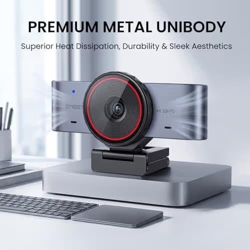 EMEET C960 Ultra 4K Webcam for Mac & PC, 1.5" Larger Sensor, Metal Body, 0.2s Autofocus, DRC, Whiteboard Mode, Built-in Privacy Cover, 2 Mics, USB Webcam 4K for Meetings, Streaming & Content Creation image