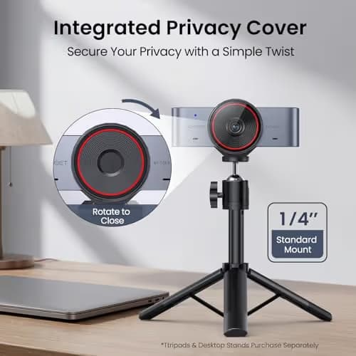 EMEET C960 Ultra 4K Webcam for Mac & PC, 1.5" Larger Sensor, Metal Body, 0.2s Autofocus, DRC, Whiteboard Mode, Built-in Privacy Cover, 2 Mics, USB Webcam 4K for Meetings, Streaming & Content Creation image