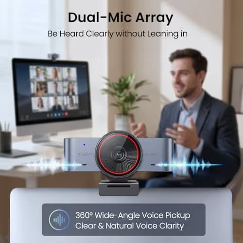 EMEET C960 Ultra 4K Webcam for Mac & PC, 1.5" Larger Sensor, Metal Body, 0.2s Autofocus, DRC, Whiteboard Mode, Built-in Privacy Cover, 2 Mics, USB Webcam 4K for Meetings, Streaming & Content Creation image