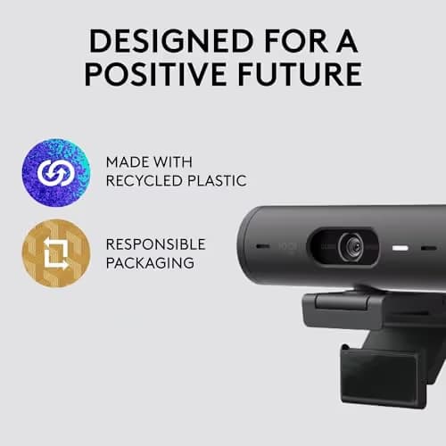 Logitech Brio 501 Full HD Webcam with Auto Light Correction, Show Mode, Noise Reduction Mics, Privacy Cover, Works with Microsoft Teams, Google Meet, Zoom, Nintendo Switch 2 New GameChat Mode - Black image