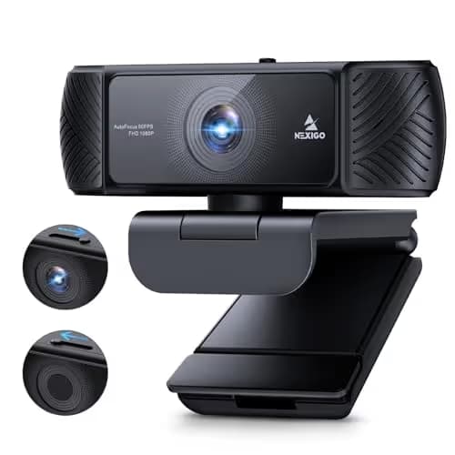 NexiGo 1080P 60FPS Webcam with Software Control and Microphone, AutoFocus, w/Privacy Cover, N680P Pro Computer Web Camera for Skype Zoom Teams, Mac PC Laptop Desktop main image