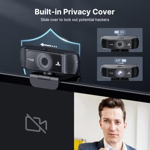NexiGo 1080P 60FPS Webcam with Software Control and Microphone, AutoFocus, w/Privacy Cover, N680P Pro Computer Web Camera for Skype Zoom Teams, Mac PC Laptop Desktop image