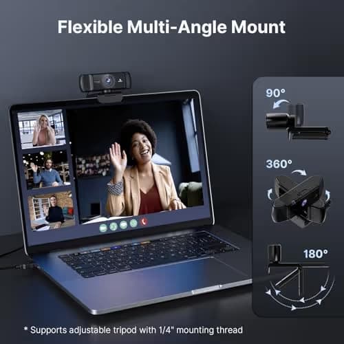NexiGo 1080P 60FPS Webcam with Software Control and Microphone, AutoFocus, w/Privacy Cover, N680P Pro Computer Web Camera for Skype Zoom Teams, Mac PC Laptop Desktop image