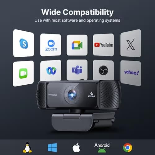 NexiGo 1080P 60FPS Webcam with Software Control and Microphone, AutoFocus, w/Privacy Cover, N680P Pro Computer Web Camera for Skype Zoom Teams, Mac PC Laptop Desktop image