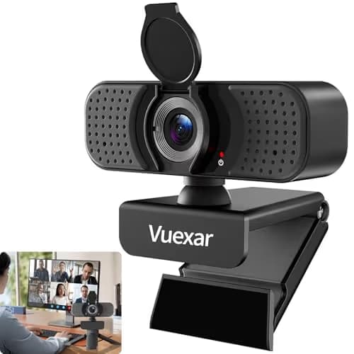 Vuexar Full HD 1080P Webcam with Microphone, Noise-Canceling, Privacy Cover, Wide-Angle Lens, Auto Light Correction, Plug & Play USB Web Camera for Laptop, Desktop, PC, Mac, Zoom, Skype – Pro Series image