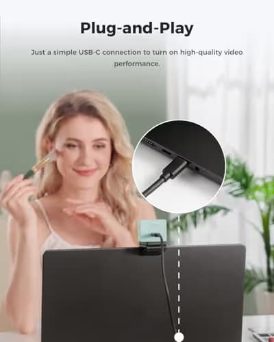OBSBOT Meet 2-4K Webcam for PC with 1/2" Sensor, AI Framing & Autofocus, Beauty Mode, Lightweight, Gesture Control, HDR, Dual Microphone, 60 FPS, Web Cam for Streaming, Meeting, Gaming. (Aurora Green) image