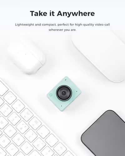 OBSBOT Meet 2-4K Webcam for PC with 1/2" Sensor, AI Framing & Autofocus, Beauty Mode, Lightweight, Gesture Control, HDR, Dual Microphone, 60 FPS, Web Cam for Streaming, Meeting, Gaming. (Aurora Green) image