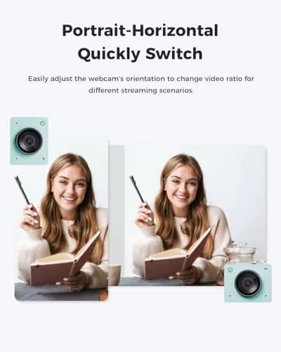 OBSBOT Meet 2-4K Webcam for PC with 1/2" Sensor, AI Framing & Autofocus, Beauty Mode, Lightweight, Gesture Control, HDR, Dual Microphone, 60 FPS, Web Cam for Streaming, Meeting, Gaming. (Aurora Green) image