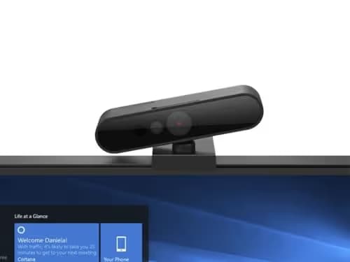 Lenovo HD 1080p Webcam (510 FHD)- Black w/ 4X Digital Zoom, 95° Wide Angle, 360° Rotation Pan & Tilt, Dual Microphones & Windows Hello image