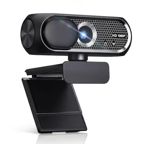 Shcngqio 1080P HD Webcam with Microphone, Noise Cancellation, Privacy Cover, Wide-Angle Lens, Auto Light Correction, Plug & Play USB Webcam for Laptop, Desktop, PC, Mac, Zoom, Skype, Streaming (Black) main image