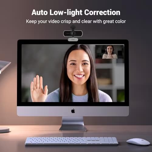 UGREEN Full HD 1080P Webcam with Microphone, 2 Noise-Canceling Mics, 85° Fov & Fixed Focus, Plug and Play, Auto Light Correction, Privacy Cover PC Camera for Zoom/Skype/Teams, Switch 2, Silver Grey image