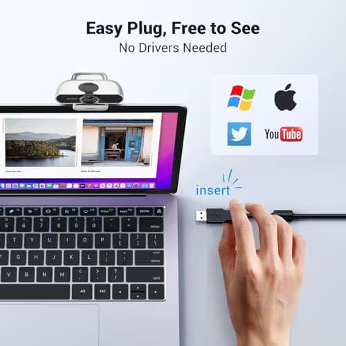 UGREEN Full HD 1080P Webcam with Microphone, 2 Noise-Canceling Mics, 85° Fov & Fixed Focus, Plug and Play, Auto Light Correction, Privacy Cover PC Camera for Zoom/Skype/Teams, Switch 2, Silver Grey image