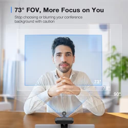 EMEET C960 4K Webcam for PC, 4K UHD CMOS Sensor, PDAF Auto Focus, Dual Omnidirectional Mics, Auto Light Correction, 73° FOV, Plug&Play Webcam w/Privacy Cover, Works w/Zoom/Teams/Skype/Google Meet image